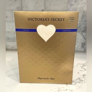 Victoria's Secret Vintage Lace Top‎ Thigh High Pantyhose- Cream Sz Sm New w/Tags